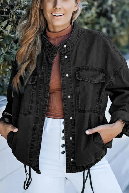 'Sable' Snap Down Denim Jacket - Celes Fashion